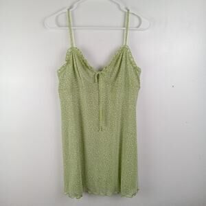 American Eagle Y2K Ditsy Floral Babydoll Slip Mini Dress Size M Green 90s Summer